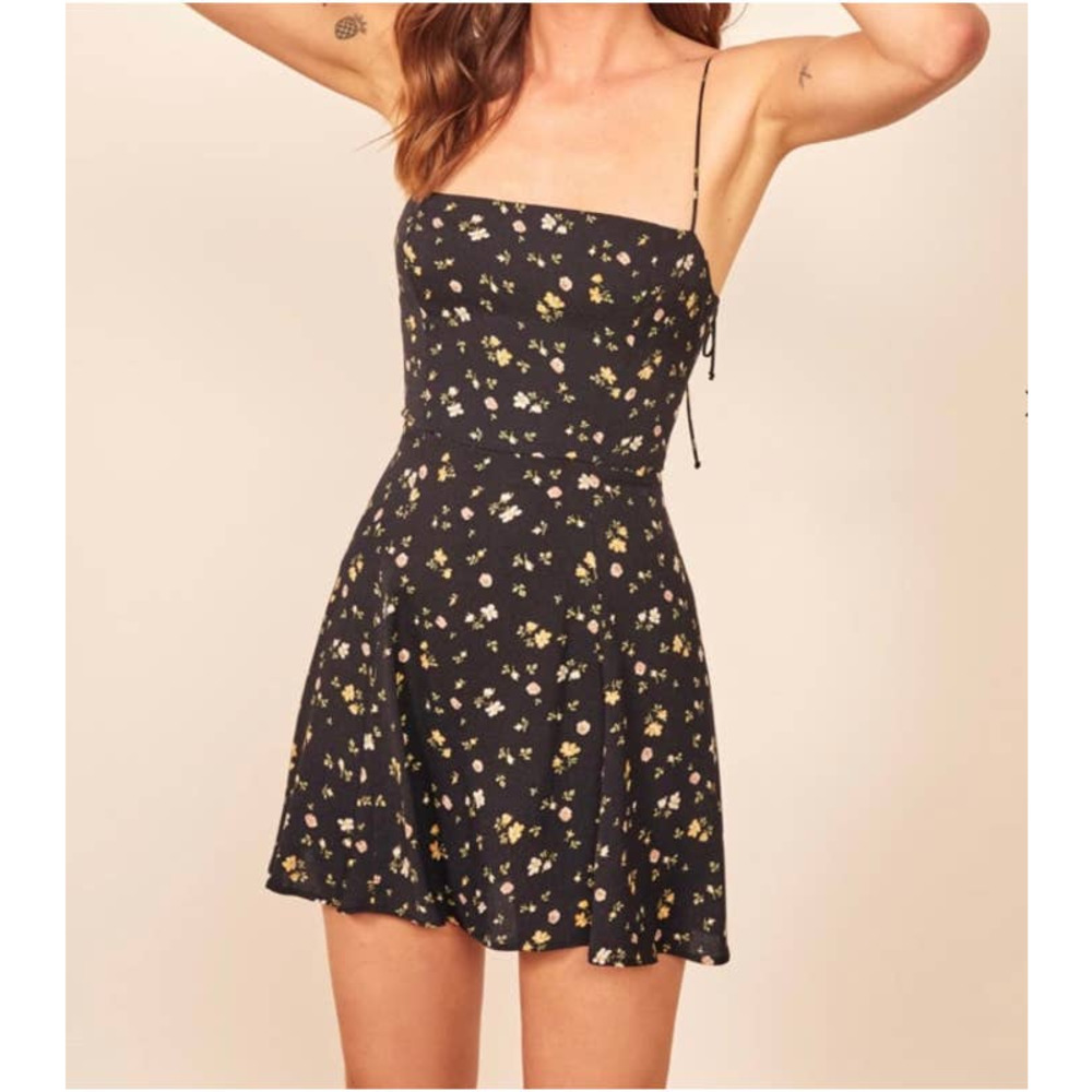 REFORMATION Sarah Floral Mini Dress Venezia Print Ties Size 6